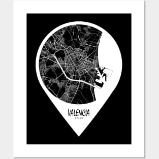 Valencia, Spain City Map - Travel Pin Posters and Art